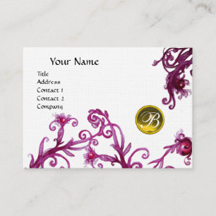 MAGIC BERRIES MONOGRAM, topasgelber Leinen Visitenkarte