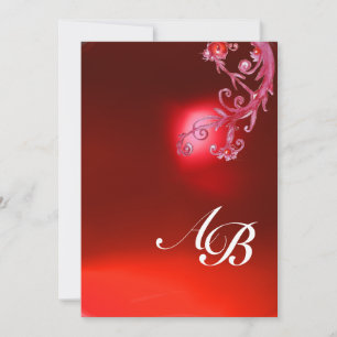 MAGIC BERRIES, MONOGRAMM, roter Rubinfuchsienweiß Einladung