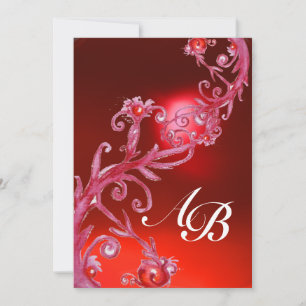 MAGIC BERRIES, MONOGRAMM, roter Ruby Einladung