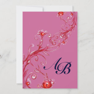 MAGIC BERRIES, MONOGRAMM roter violett Einladung