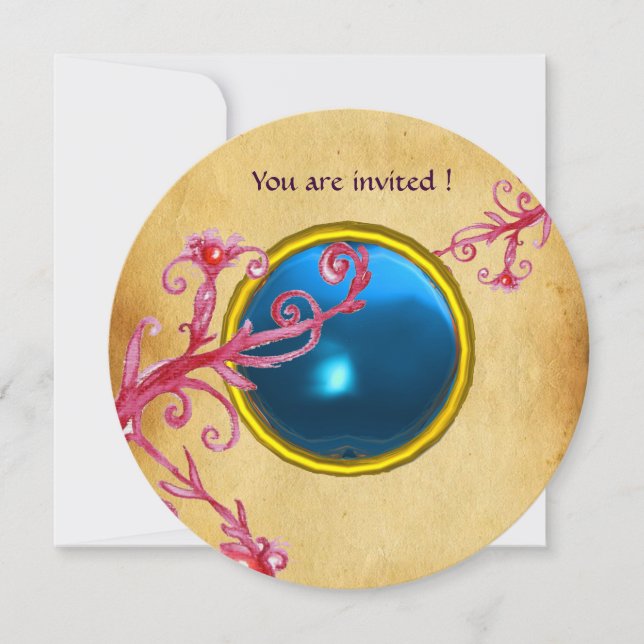 MAGIC BERRIES PARCHEMENT GEM blue saphire Einladung (Vorderseite)