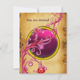 MAGIC BERRIES PARCHEMENT GEM red ruby Einladung