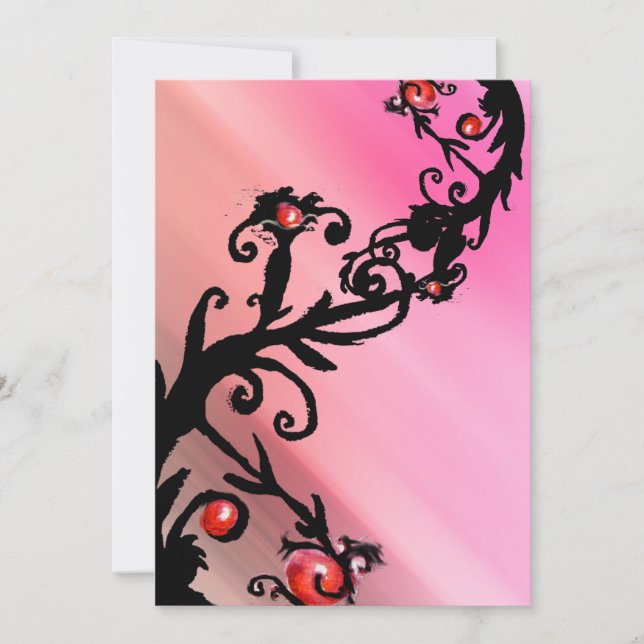 MAGIC BERRIES, rote weiße Seide Einladung (Vorderseite)