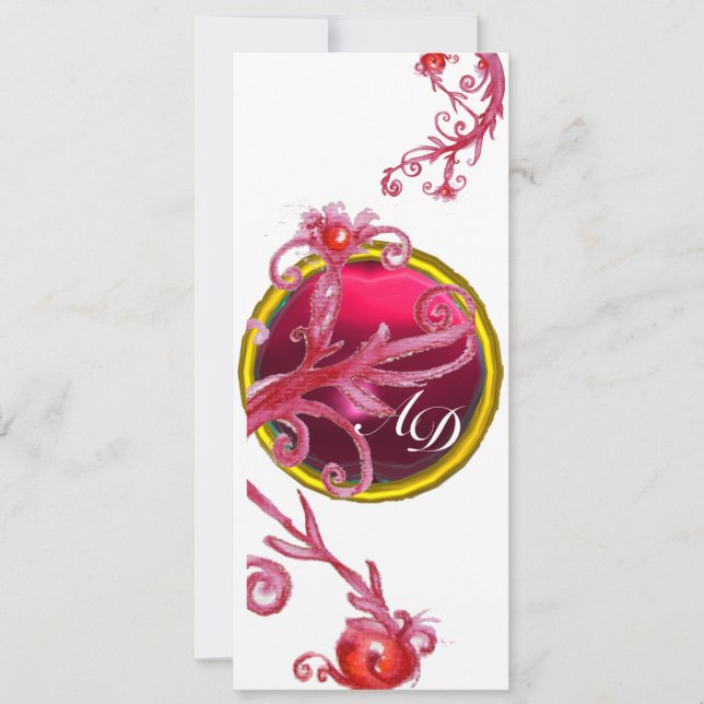 MAGIC BERRIS 4,MONOGRAMM blaues Aquamarin Einladung (Vorderseite)