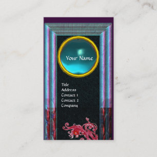 MAGIC BERRIS BLAUE AQUAMARINE GEM MONOGRAM Aquamar Visitenkarte