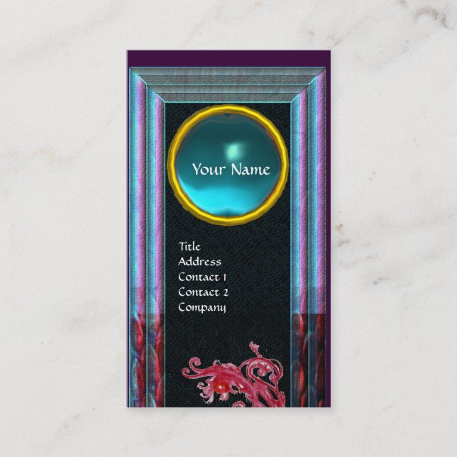 MAGIC BERRIS BLAUE AQUAMARINE GEM MONOGRAM Aquamar Visitenkarte (Vorderseite)