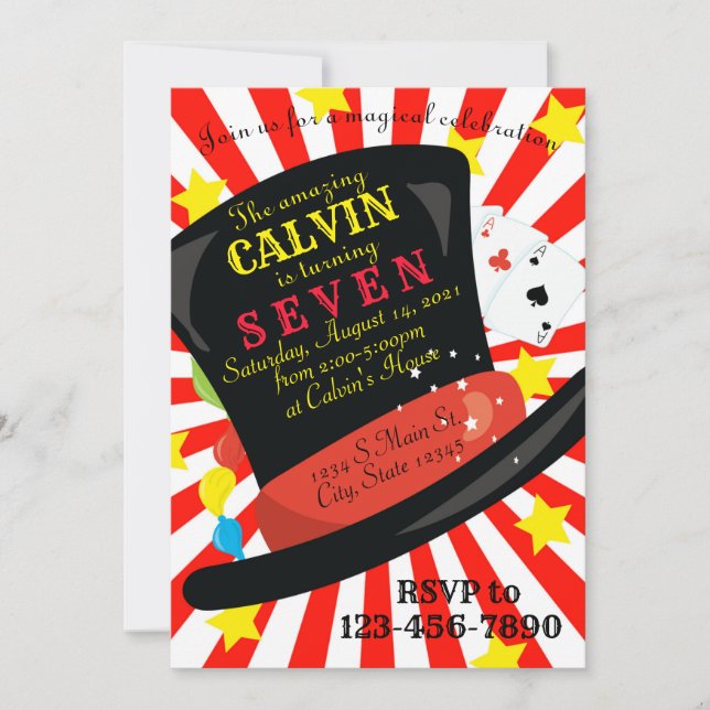 Magic Birthday Einladung (Vorderseite)