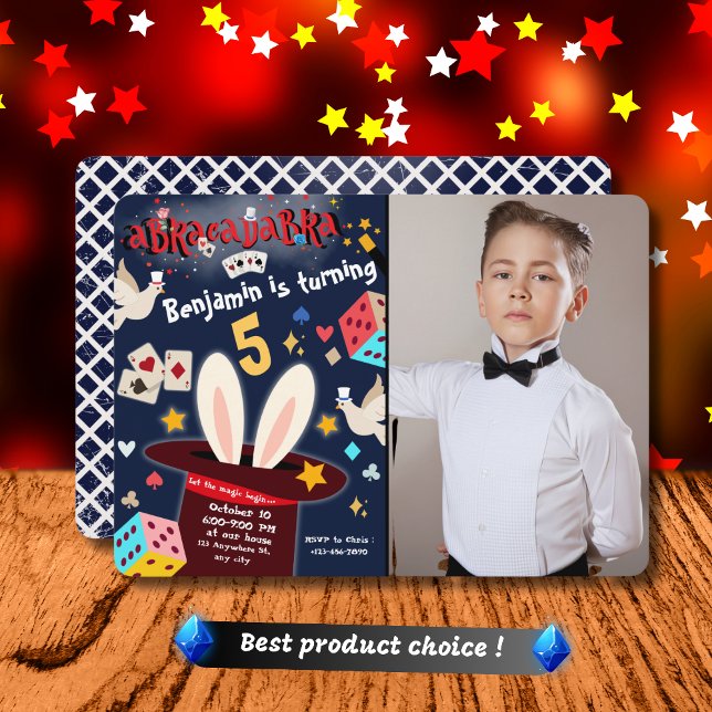 Magic Birthday Party Einladung für Kind mit Foto (Von Creator hochgeladen)