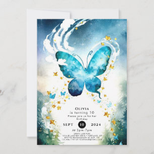 Magic Blue Butterfly Geburtstag Einladung