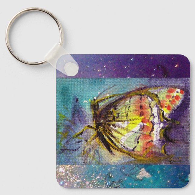 MAGIC BUTTERFLITTE IN BLAUEN GLITZERN SCHLÜSSELANHÄNGER (Vorderseite)