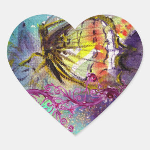 MAGIC BUTTERFLUSS IN BLAU Pink Wirbel Herz-Aufkleber