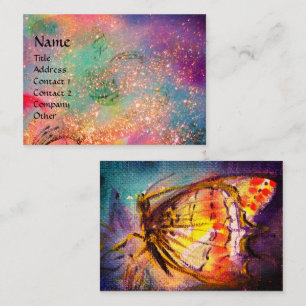 MAGIC BUTTERFLY Blau Gelb Gelbe Glitzern Visitenkarte
