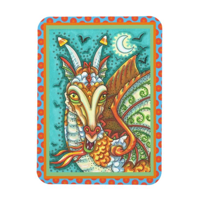 MAGIC CANDY CORN DRAGON, HALLOWEEN FANTASY MAGNET (Vertikal)