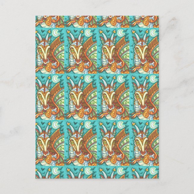 MAGIC CANDY CORN DRAGON, HALLOWEEN FANTASY POSTKARTE (Vorderseite)