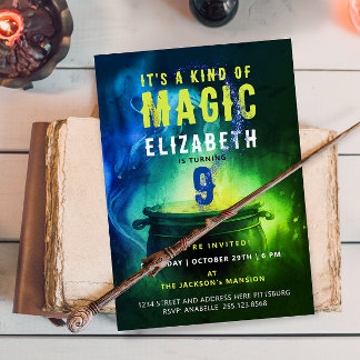 Magic Cauldron Green Blue Hexe Zauberer Zauber Tag Einladung