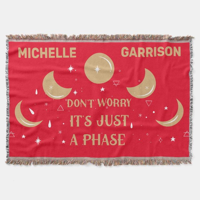 Magic Celestial Moon Phase Personalisiert Neon Red Decke (Vorderseite)