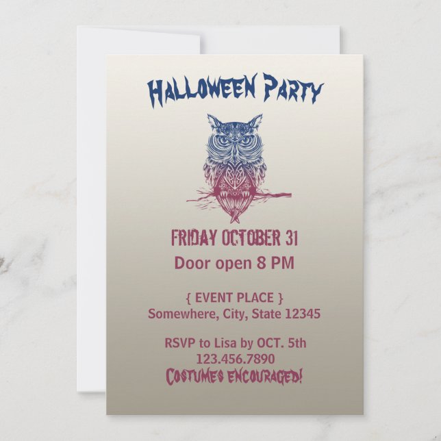 Magic Celtic Eule Einladung (Vorderseite)