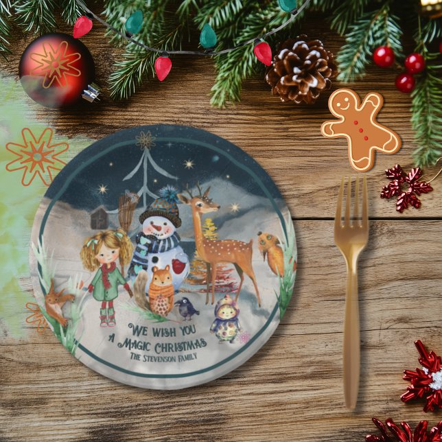 Magic Christmas Friends personalisiert Pappteller (Magic Christmas Friends personalized Paper Plates)