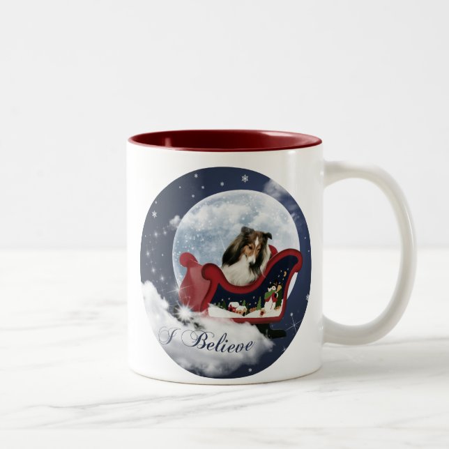 Magic Christmas Sheltie Zweifarbige Tasse (Rechts)