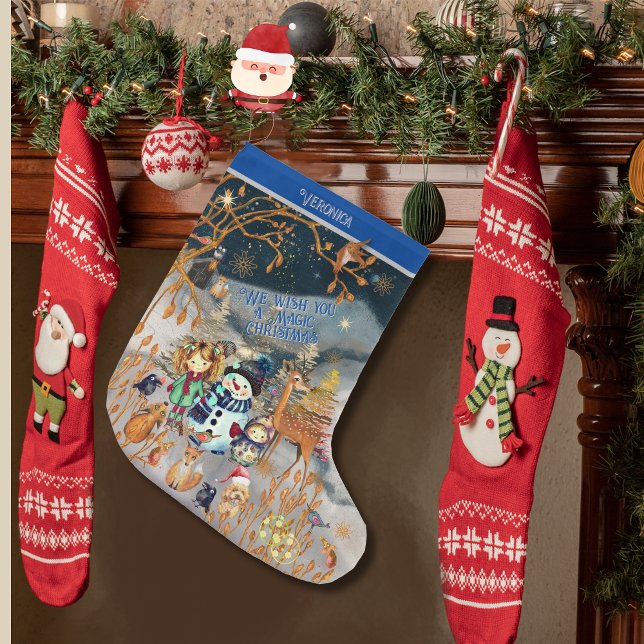 Magic Christmas Snowman & Friends Großer Weihnachtsstrumpf (Magic Christmas Snowman & Friends Large Christmas Stocking)