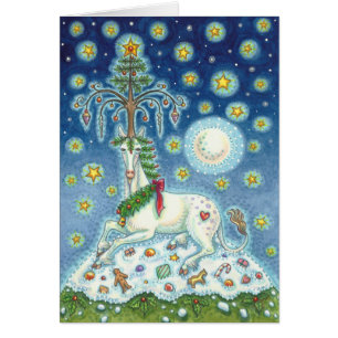MAGIC CHRISTMAS UNICORN HOLIDAY GREETCARD B