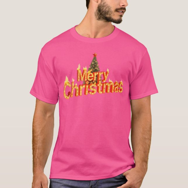 Magic Christmasree mit fröhlichem Weihnachtsretro T-Shirt (Vorderseite)