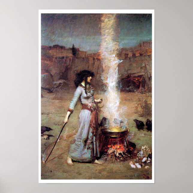 Magic Circle, John William Waterhouse Poster (Vorne)