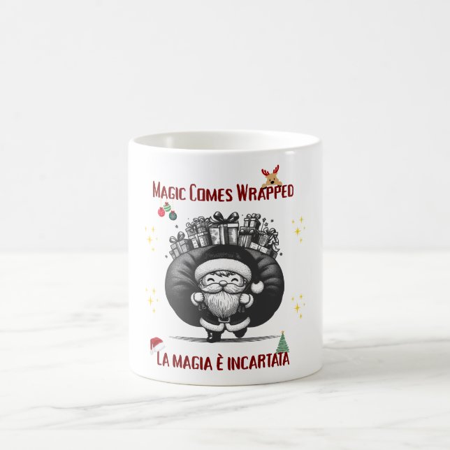 Magic Comes Wrapped – Bilingual Christmas Design Kaffeetasse (Mittel)