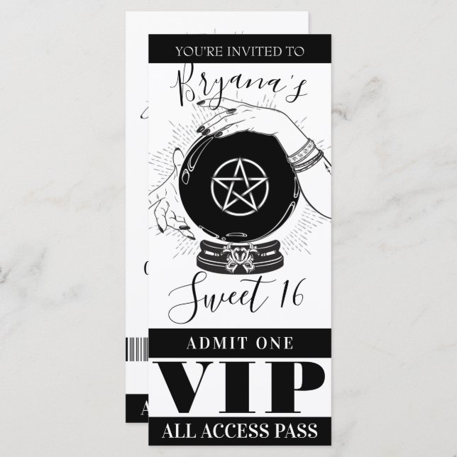 Magic Crystal Ball Fortune Teller Party VIP Ticket (Vorne/Hinten)