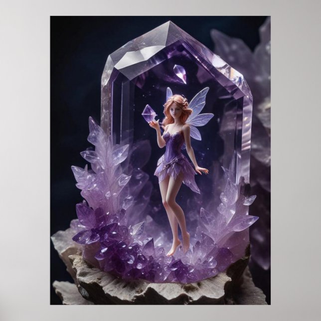 Magic Crystals Amethyst Fairy Wall Art Poster (Vorne)