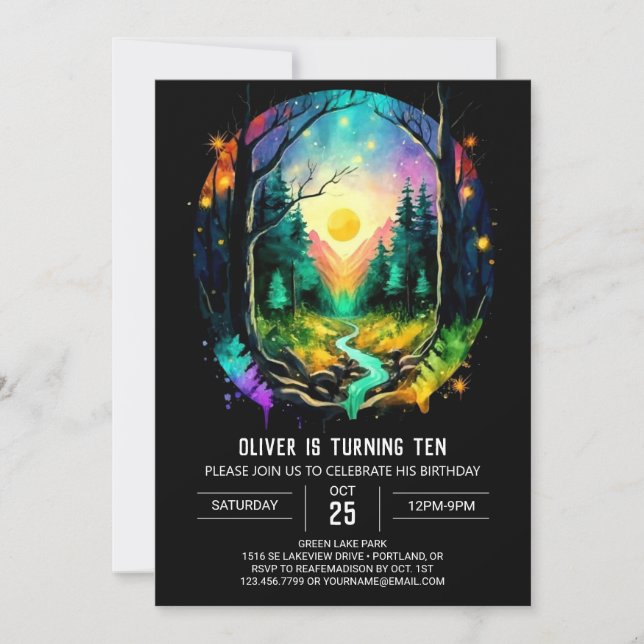 Magic Elegant Brushwood Geburtstag Einladung (Vorderseite)