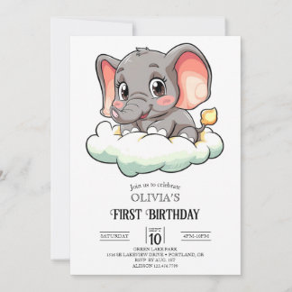 Magic Elephant 1. Geburtstag digital Einladung