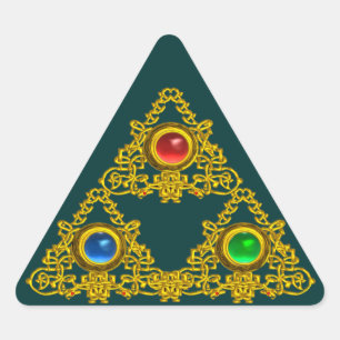 MAGIC ELFIC TALISMAN /GOLD TRIANGLE MIT GEMSTONS DREIECKIGER AUFKLEBER