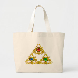 MAGIC ELFIC TALISMAN /GOLD TRIANGLE MIT GEMSTONS JUMBO STOFFBEUTEL