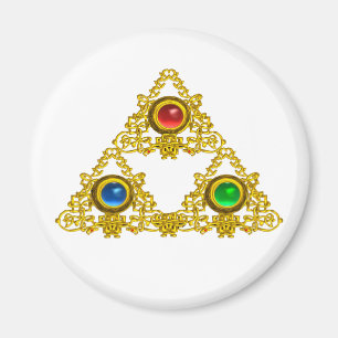 MAGIC ELFIC TALISMAN /GOLD TRIANGLE MIT GEMSTONS MAGNET
