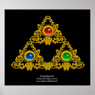 MAGIC ELFIC TALISMAN /GOLD TRIANGLE MIT GEMSTONS POSTER