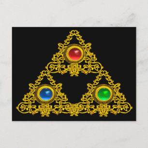 MAGIC ELFIC TALISMAN /GOLD TRIANGLE MIT GEMSTONS POSTKARTE
