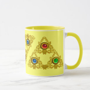 MAGIC ELFIC TALISMAN /GOLD TRIANGLE MIT GEMSTONS TASSE