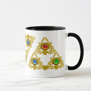 MAGIC ELFIC TALISMAN /GOLD TRIANGLE MIT GEMSTONS TASSE