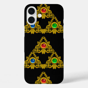 MAGIC ELFIC TALISMAN, SCHWARZE GOLD TRIANGLE, GEMS iPhone 16 PLUS HÜLLE