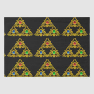 MAGIC ELFIC TALISMAN, SCHWARZE GOLD TRIANGLE, GEMS SEIDENPAPIER