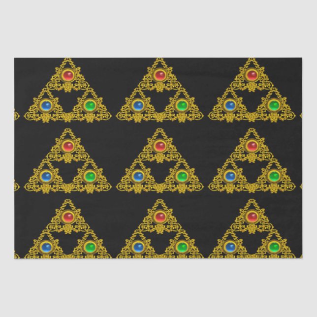 MAGIC ELFIC TALISMAN, SCHWARZE GOLD TRIANGLE, GEMS SEIDENPAPIER (Vorderseite)