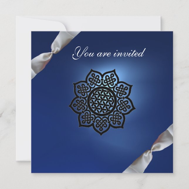 MAGIC EVENT Bändchenblauer Champagner Einladung (Vorderseite)