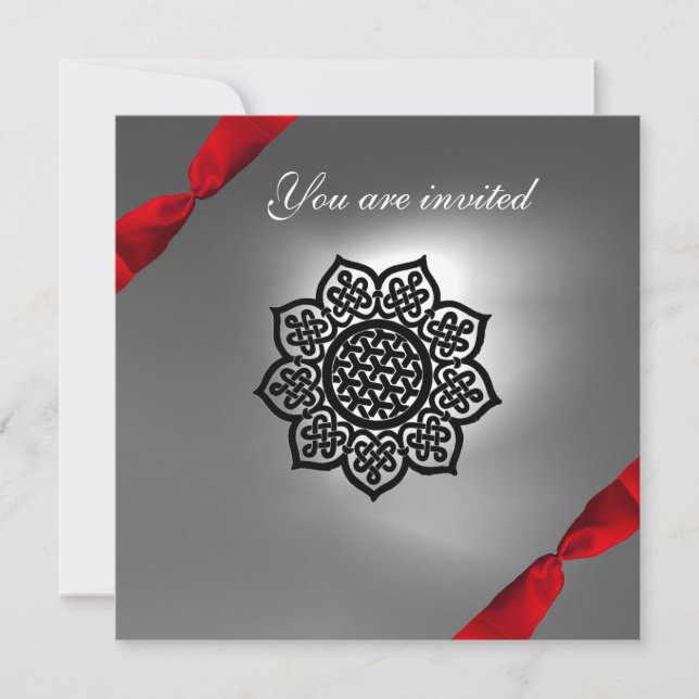 MAGIC EVENT Farbband weiß rot Einladung (Vorderseite)