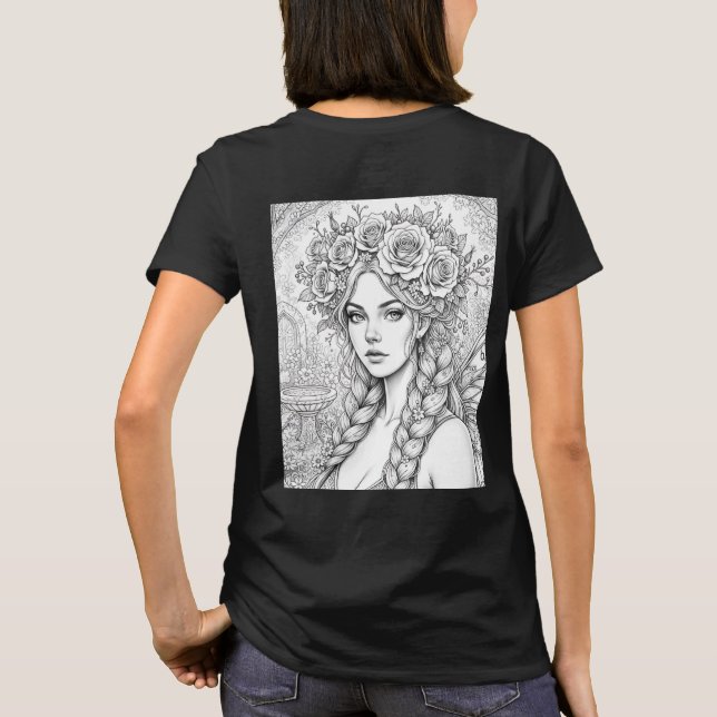 Magic Fairy Line Art – Double Sided Fae T-Shirt (Rückseite)