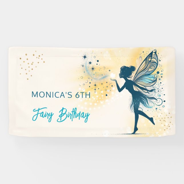 Magic Fairy Staub und Sterne Kindergeburtstag Banner (Horizontal)