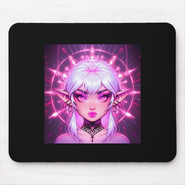 Magic Fantasy Elf Anime Girl Sticker Mousepad (Vorne)