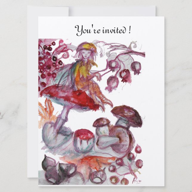 MAGIC FOLLET OF MUSHROOMS Champagner Einladung (Vorderseite)