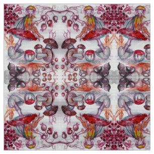 MAGIC FOLLET OF MUSHROOMS Red White Flora Fantasy Stoff