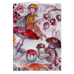 MAGIC FOLLET OF MUSHROOMS Red White Floral Fantasy